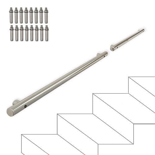 Rampe d'escalier kit complet 7 pi 210 cm en inox brossé de 2 po de diamètre - 2