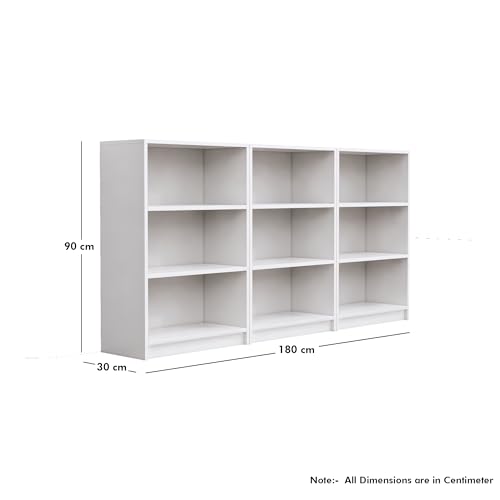 Image of Bniture Engineered Wood Bookshelf for Home | Multipurpose Wooden Book Shelf for Study Room, Home Decor Storage Rack, Showcase Organizer for Living Room, Bedroom, Office | Frosty White