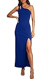 Imysty Women's One Shoulder Formal Dresses Cutout Sleeveless Bodycon Cocktail Wedding Guest Slit Max