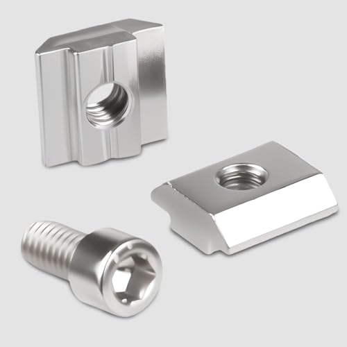 Ziamzra 60 Stück Nutensteine M6 Set 30 Stück T Nut Schiene M6 & 30 Stück Schrauben M6 30-Serie Nut 8 Typ B Schiebemuttern T Nutmuttern Kohlenstoffstahl für Aluprofil Extrusionsschlitz Führungsschiene