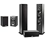 Polk Audio T Series 5 Channel Home Theater Bundle | Includes Two (2) T15 Bookshelf, One (1) T30 Center Channel & Two (2) T50 Tower Speakers | Premium Sound at a Great Value | Dolby and DTS Surround