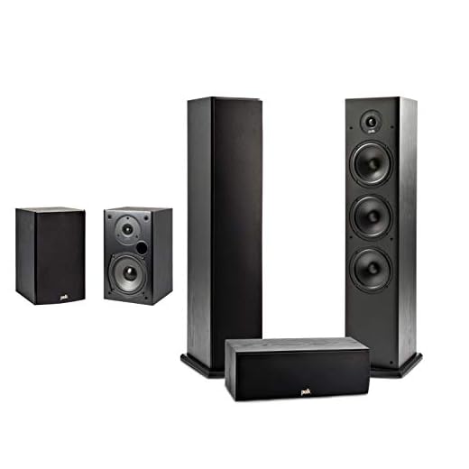 Polk Audio T Series 5 Channel Home Theater Bundle | Includes Two (2) T15 Bookshelf, One (1) T30 Center Channel & Two (2) T50 Tower Speakers | Premium Sound at a Great Value | Dolby and DTS Surround