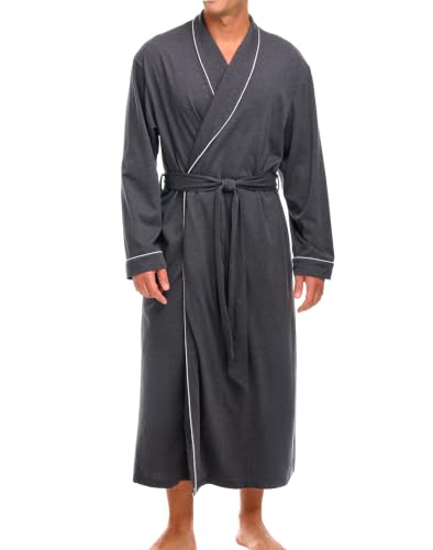 Alexander Del Rossa ADR Men's Cotton Knit Jersey Robe, Comfy