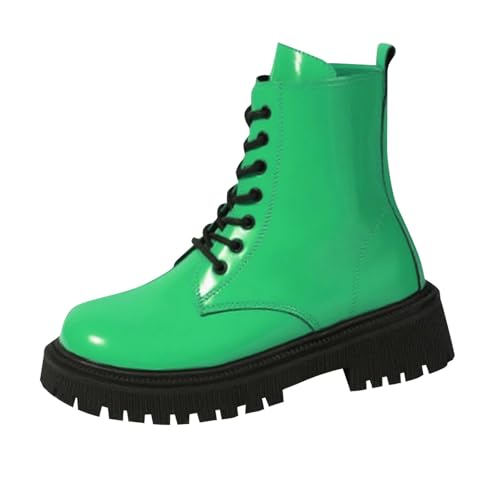 Bottes mi-mollet confortables couleur unie à talon épais et lacets