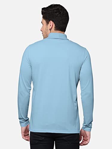 Image of BULLMER Solid Cotton Blended Full Sleeve Turtle Neck Tshirt for Men