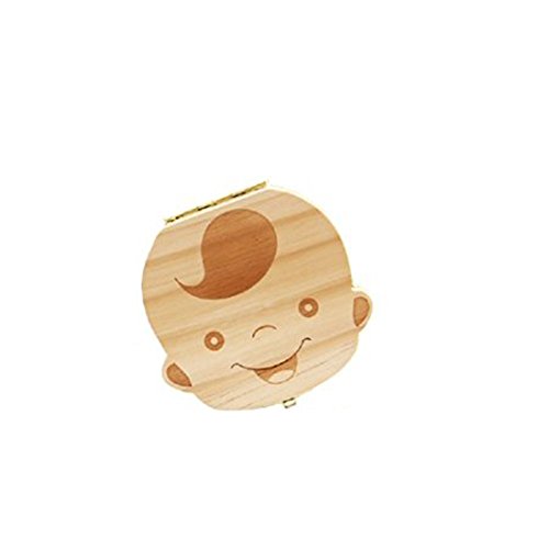 Anbaby Cute Personality Baby Teeth Box Save Wooden Boxes Deciduous Souvenir Box (Boy)