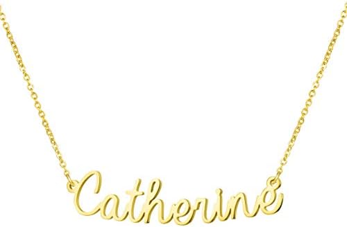 Awegift Personalized Name Necklace 18K Gold Plated New Mom Bridesmaid Gift Jewelry for Catherine