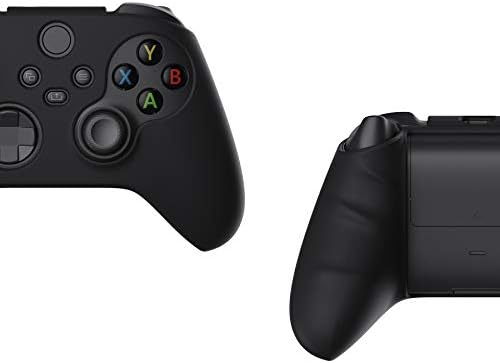 PlayVital Black Pure Series Anti-Slip Silicone Cover Skin for Xbox Series X Controller, Soft Rubber Case Protector for Xbox Core Wireless Controller with Black Thumb Grip Caps — view 8