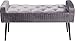 Produktbild Kare Design Bank Lofty Grau Schwarz, Garderobenbank mit Armlehnen, Samtoptik Graun und schwarzem Vierfuß (H/B/T) 55x103x40cm