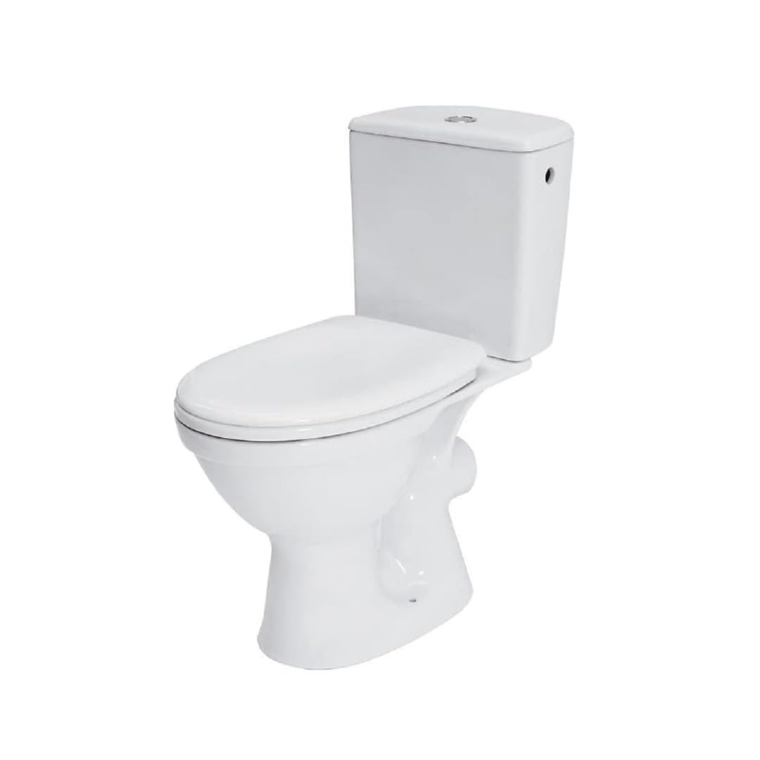 Completo per WC Toilette di ceramica stand – Set di design con cassetta wc – sedile in polipropilene per orizzontale uscita acqua collegamento Merida