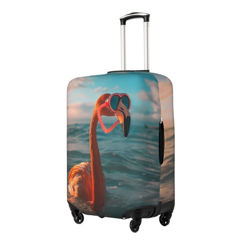 Swimming Goggled Flamingo Luggage Cover Protector Anti-Scratch Washable Fits 18-32 Inch Luggage-Small2