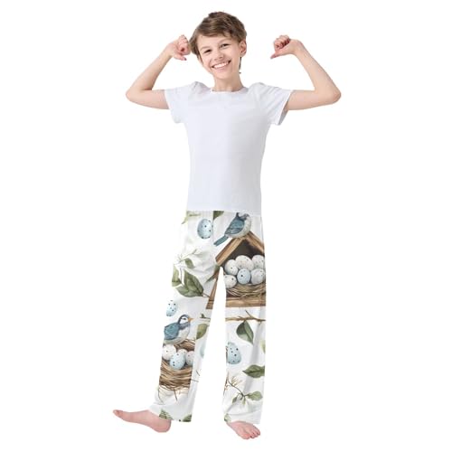 Bird and Egg Boys Long Pants Soft Trousers Elastic Waist Kids Lounge Bottoms with Pockets S-XL2