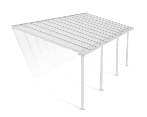 Palram Canopia Olympia Terrassenüberdachung 3x7 - Gestell aus Alumiuium & 16 mm Polycarbonat - Terrassendach Für den Ganzjährigen Gebrauch Geeignet, Weiß, 739 x 295 x 305 cm