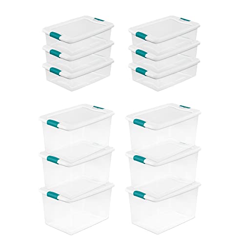Sterilite 12-Pack Latching Box, Clear Plastic Storage Bins with...
