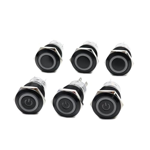 Interrupteur à bouton-poussoir 19mm en métal noir oxydé avec LED blanche 5V