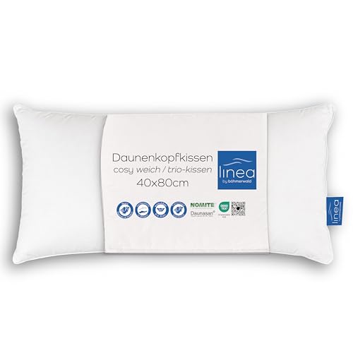 Böhmerwald KIDS Kopfkissen, allergikergeeignet, 90% Daunen / 10% Federn, Füllgewicht: 60gr., Flachkissen, Größe: 40x60 cm, OEKO-TEX ® STANDARD 100 3 Böhmerwald Exclusiv Dreikammer-Kopfkissen, außen: 90 % Daunen / 10 % Federn, innen: 100% Federn, Füllgewicht: 400 + 100 g, Stützkomfort: weich, 40 x 80 cm,Weiß
