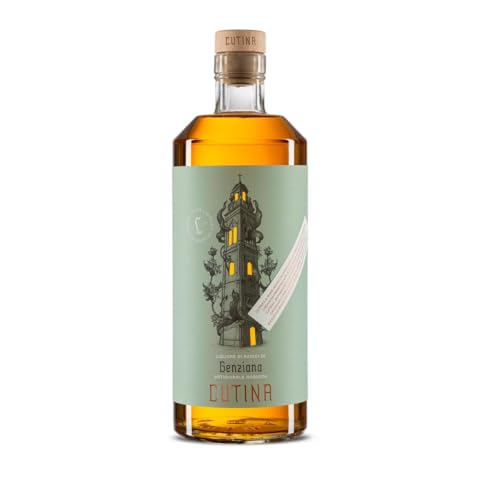 La Robusta – Liquore di Genziana Artigianale 1Lt | 22% vol |Radice di Genziana Lutea | Amaro Abruzzese | Made in Italy | Cutina Liquori (BOX DA 1 BOTTIGLIA)
