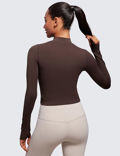 Image of CRZ YOGA Butterluxe Cropped Athletic Jackets | Extremely Soft, Slim Fit, Full Zip, Mockneck, Thumb Holes, for Women