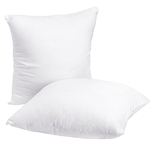 HIPPIH 18 x 18 Pillow Inserts Set of 2, Hypoallergenic Decorative Square Pillow Form Insert with Zips, White