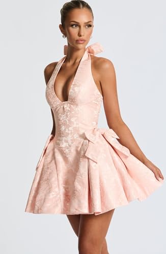 Fu Jiang Halter Satin Homecoming Dresses for Teens 2025 Short HOCO Prom Cocktail Dress with Bow4