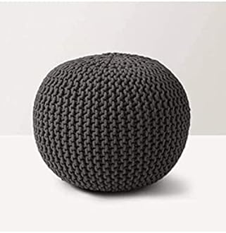 Bezzilish Home Pouf for Living Room Sitting Round Ottoman Bean Filled Stool for Foot Rest Home Furniture Rope Twisted Brown Bean Bag - (Pack of 2)