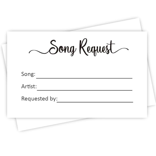 KONKAVA 50 Song Request Cards, DJ Prom Dance Party Music Suggestion Note, Song Request Cards For Wedding, Karaoke Song Request Card (3.5" x 2")