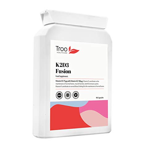 K2D3 Fusion Vitamin D3 3000 IU and Vitamin K2 100ug MK7 90 Supplement Capsules - Bone & Immune Support u0096 Manufactured in UK