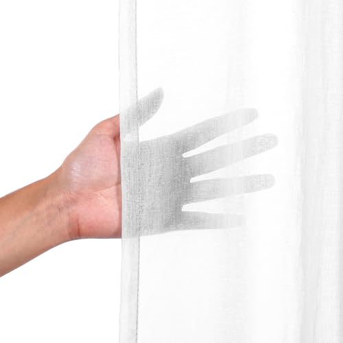 Image of Story@Home 3 Pcs Linen Curtains for Long Door 9 Feet Long, Room Darkening with Tie Back (116 X 275 Cm | Peach & Brown)