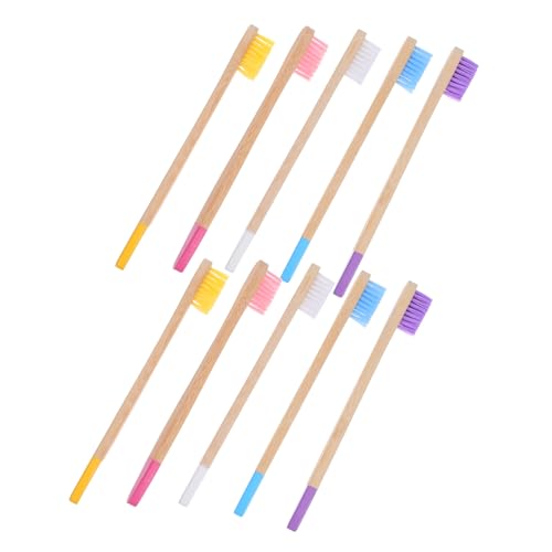 Veemoon 10 Piezas Mango de Madera Coloridos y Biodegradables para Cuidado Diario y Uso para Bocanadas Sensibles