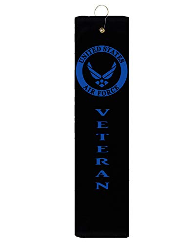 Usaf United States Air Force Veteran Logo Symbol Tri-Fold Golf Towel With Grommet & Hook Father's Day Club Ball Tee Golfing Gift Birthday Variety Colors Towels Vinyl #TOP5