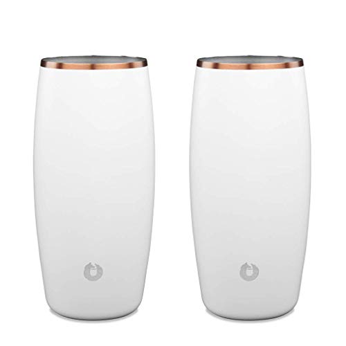 SNOWFOX Insulated Stainless Steel Beer Glass, 16.9-Ounce Set, White/Gold - //coolthings.us