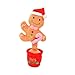JAWSEU Elektrischer Lebkuchenmann Puppe Weihnachtsfigur mit Tanzende und Singende Weihnachen Deko für Party Neujahr, Spielzeug Puppen mit Lichter Batteriebetriebenes Geschenk für Kinder