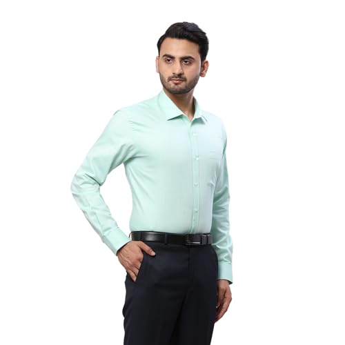 Image of Park Avenue Men Pure Cotton Slim Fit Structure Pattern Semi Cutaway Collar Formal Shirt