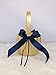 Abbie Home Flower Girl Basket in Gold Satin Cover with Navy Blue Ribbon Bow DÃ©cor Party Favor Set-Navy Bow Basket