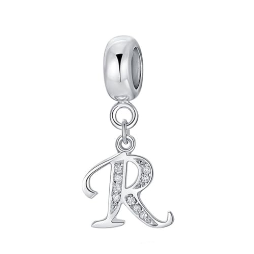 JiaRong Charms Breloque en argent sterling 925 en forme de lettre de l'alphabet R pour bracelet Pandora (R)