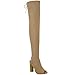 Fashion Thirsty Womens Thigh High Boots Knit Stretch Over The Knee Block Heels Peep Toe Size