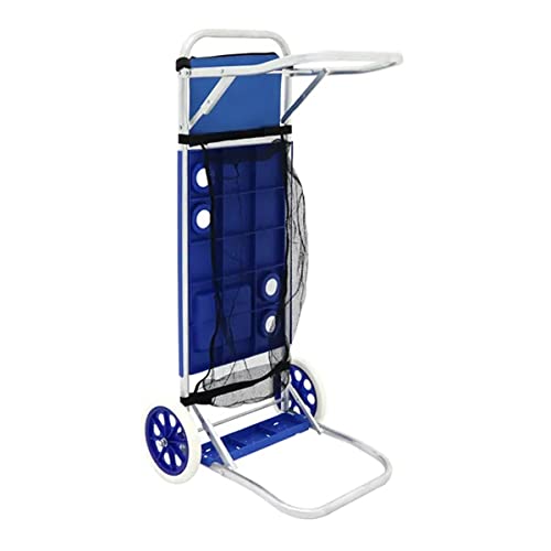 Carrinho Mesa Para Praia Aluminio + Sacareia Bel Fix Metalico E Azul