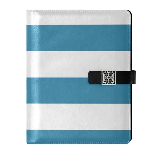 Carnet de composition doublé en cuir à rayures bleues, petit journal portable étanche