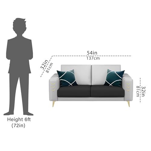 Image of Casaliving Falco 2 Seater Sofa Set for Living Room (Black Grey Fabric) Premium Fabric Sofa
