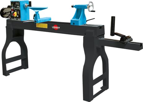 LEMAN   Torno de Madera TAB120 1200 mm, Motor 1500 W, 2 Velocidades Variables, 12 Posiciones de Divisor