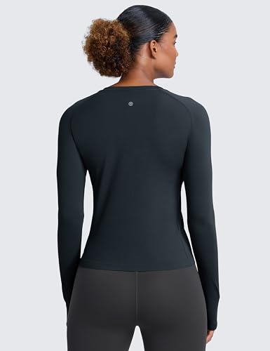 Image of CRZ YOGA Seamless Top Waist Length | Training, Chafe-Free, Slim Fit, Raglan Sleeves, Mesh Vents, Workout, Long Sleeve Shirts for Women