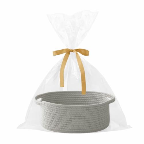 HZFTJOY Grey Small Woven Rope Basket with...