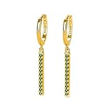 Feng Shui， Pendientes de Plata 925 Mujer, Pendientes de Aro para Mujer Circonita Verde Pendientes de Cartílago Hipoalergénicos Joyería Piercing