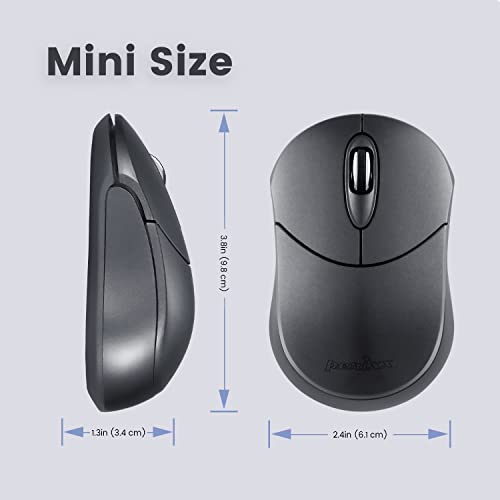 Image of Perixx PERIMICE-802 Wireless Bluetooth Mouse - Portable Design - Compatible with Windows, iOS, and Android PC, Laptop, Tablet, and Smartphone - Graphite Gray (12177)