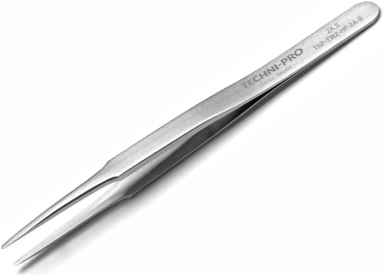 Techni-Pro TNP-TWZ-HP-2A-S - 4.7' High Precision Tweezers, Style 2A, Stainless Steel, Round, Flat