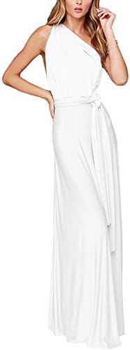 Women Evening Long Dress Convertible Multi Way Wrap Wedding Bridesmaid Dresses Party Pageant Cocktail Ball Prom Gown Summer Beach Maxi Sundress Lady Transformer Bandage Dress White S