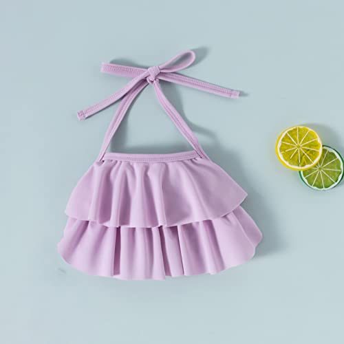 Baby Girls Swimsuit Baby Bathing Suits Ruffle Two Piece Infant Mermaid Bikini For Toddler Beach Swimming Purple #TOP5