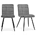 Price comparison product image HNNHOME Set Of 2 x Cubana Velvet Upholstered Kitchen Dining Chair with Strong Black Metal Legs Living Room Bedroom Chair (Grey, Velvet)