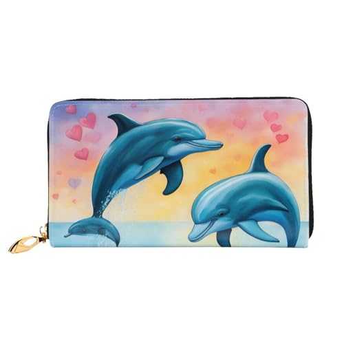 Portefeuille cuir femme grand clip Dauphins in Love avec compartiments optimisés