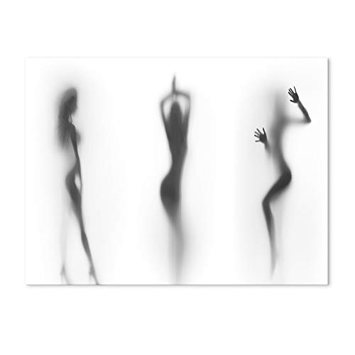 Yatsen Bridge Bathroom Wall Art Decor Canvas Print Modern Abstract Picture Poster Artwork Black And White Hazy Silhouette Painting For Home Decoration Stretched Framed Ready To Hang- 24" W X 18" H #TOP4